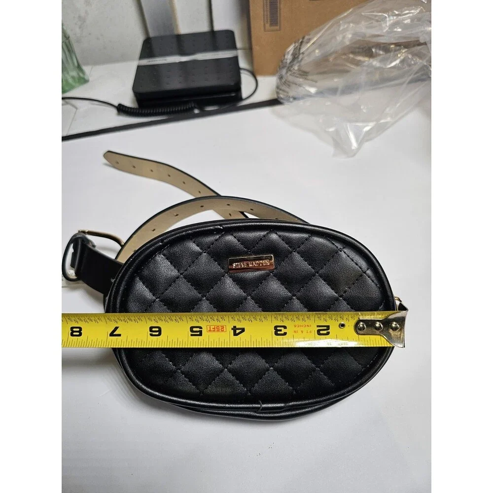 Steve Madden Black Faux Leather Belt Bag Fanny Pack Belt Purse